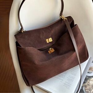 Chic Brown Suede Shoulder Bag